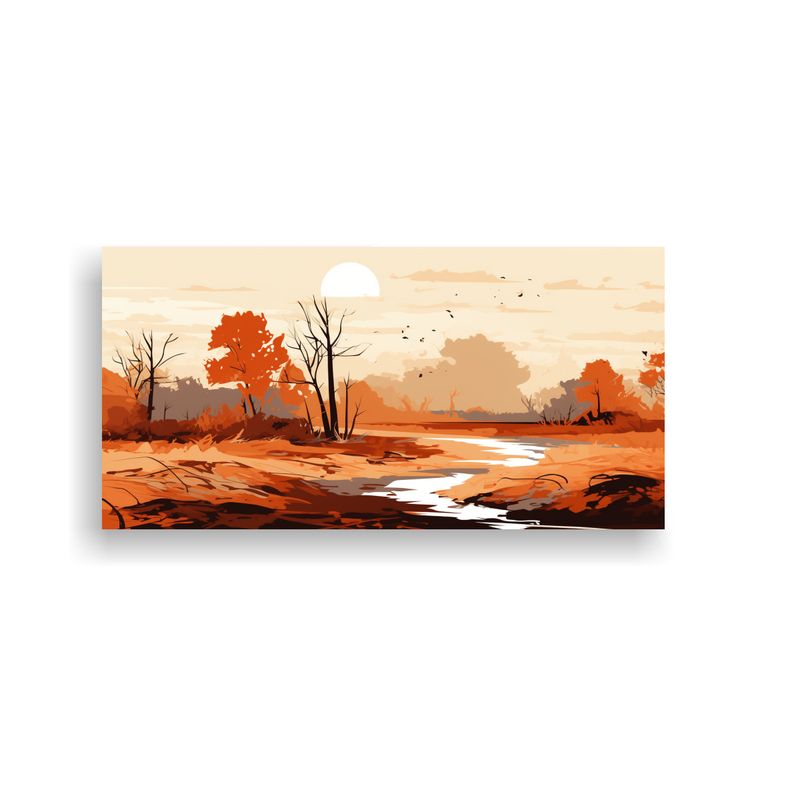 GENERICO - Paisaje Otoñal Minimalista Con Colores Marrones A 160x80cm