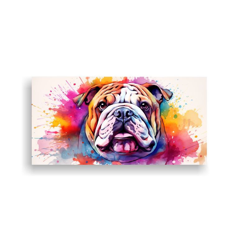 GENERICO - Cuadro Bulldog Colorido Estilo Acuarela Moderno 21 160x80cm