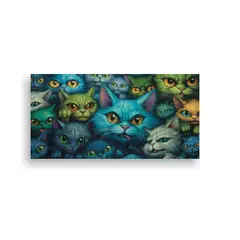GENERICO - Cuadro Original De Gatos Con Ojos Peculiares Colo 160x80cm