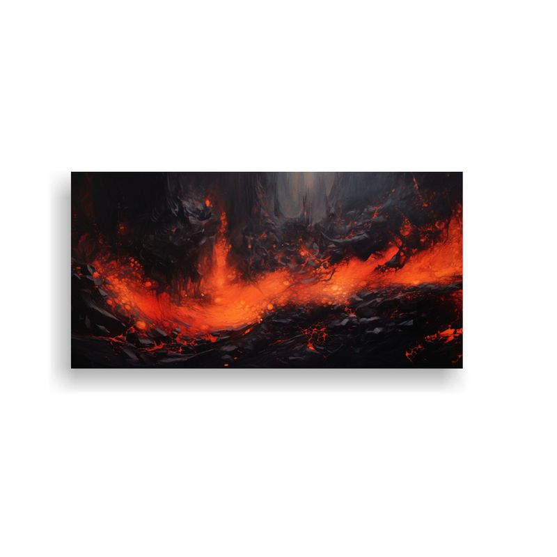 GENERICO - Cuadro Tela Abstracto Volcán Con Colores Negros P 160x80cm