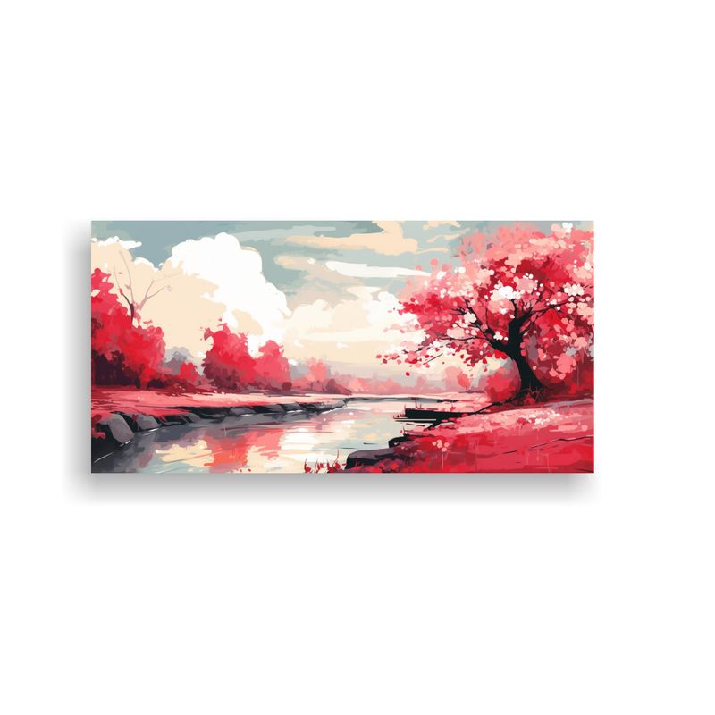 GENERICO - Paisaje Primaveral Con Colores Rojos En Arte Pop N 160x80cm