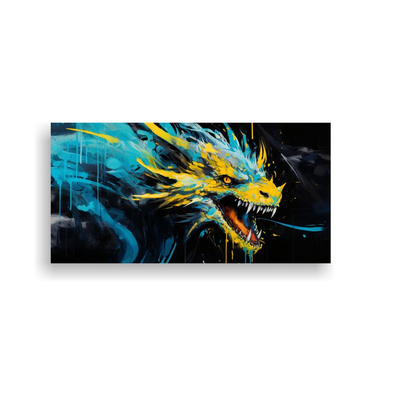 GENERICO - Cuadro Patron Exclusivo De Dragón En Amarillo Y T 160x80cm