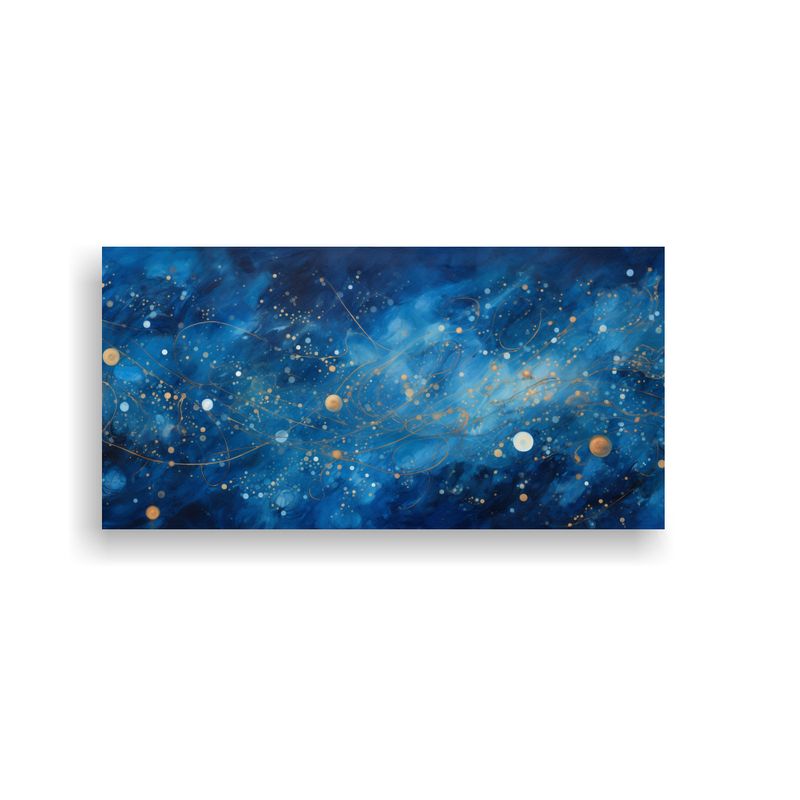GENERICO - Cuadros Abstractos Cósmicos En Azul Profundo Obr 160x80cm