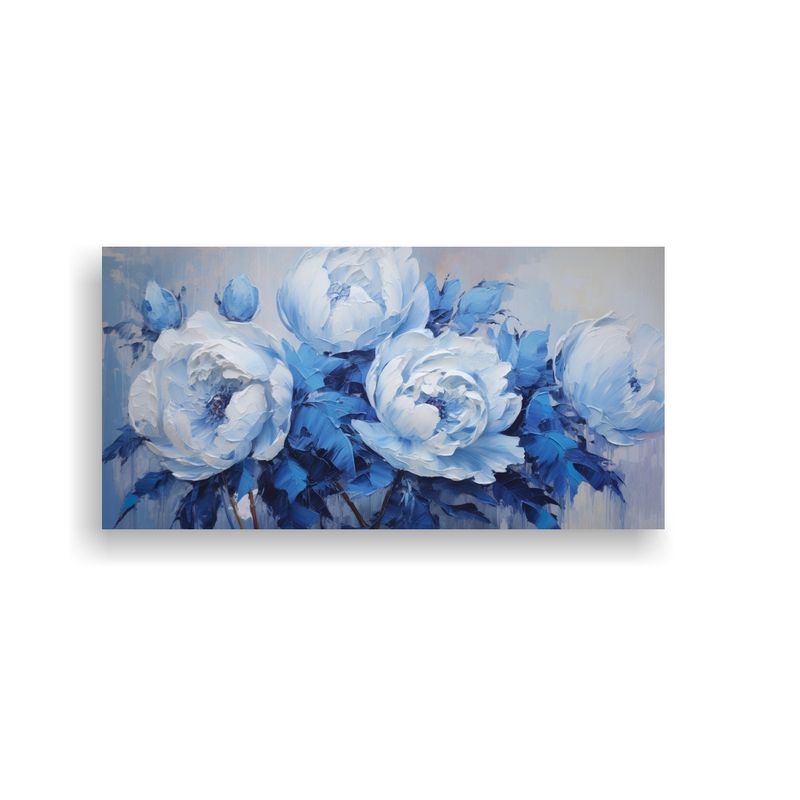 GENERICO - Pintura En Lienzo De PEONIAS Azules Estilo Tela Ca 160x80cm