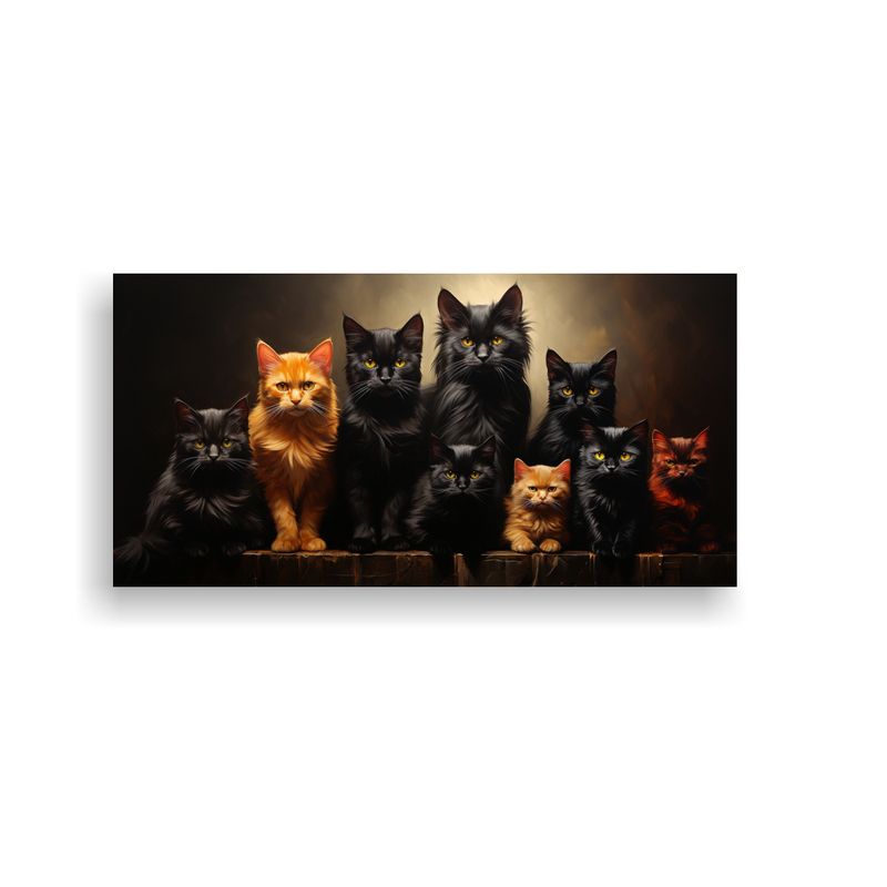 GENERICO - Pinturas Decorativas De Alta Calidad Gatos Negros 160x80cm