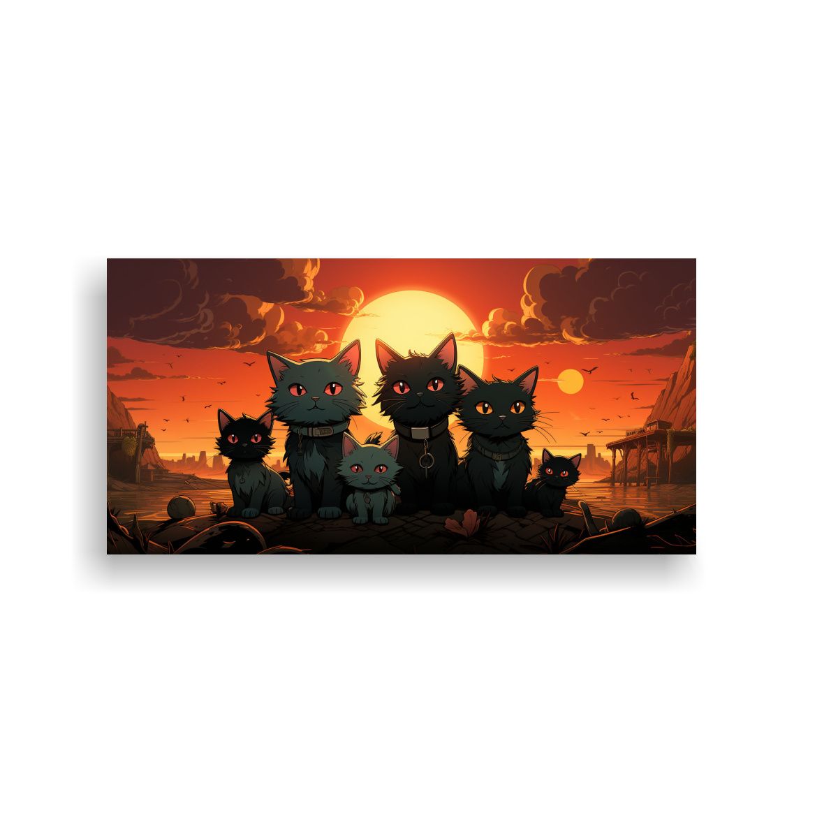 GENERICO - Pinturas Estilo Caricatura Retro De Gatitos De Cal 160x80cm