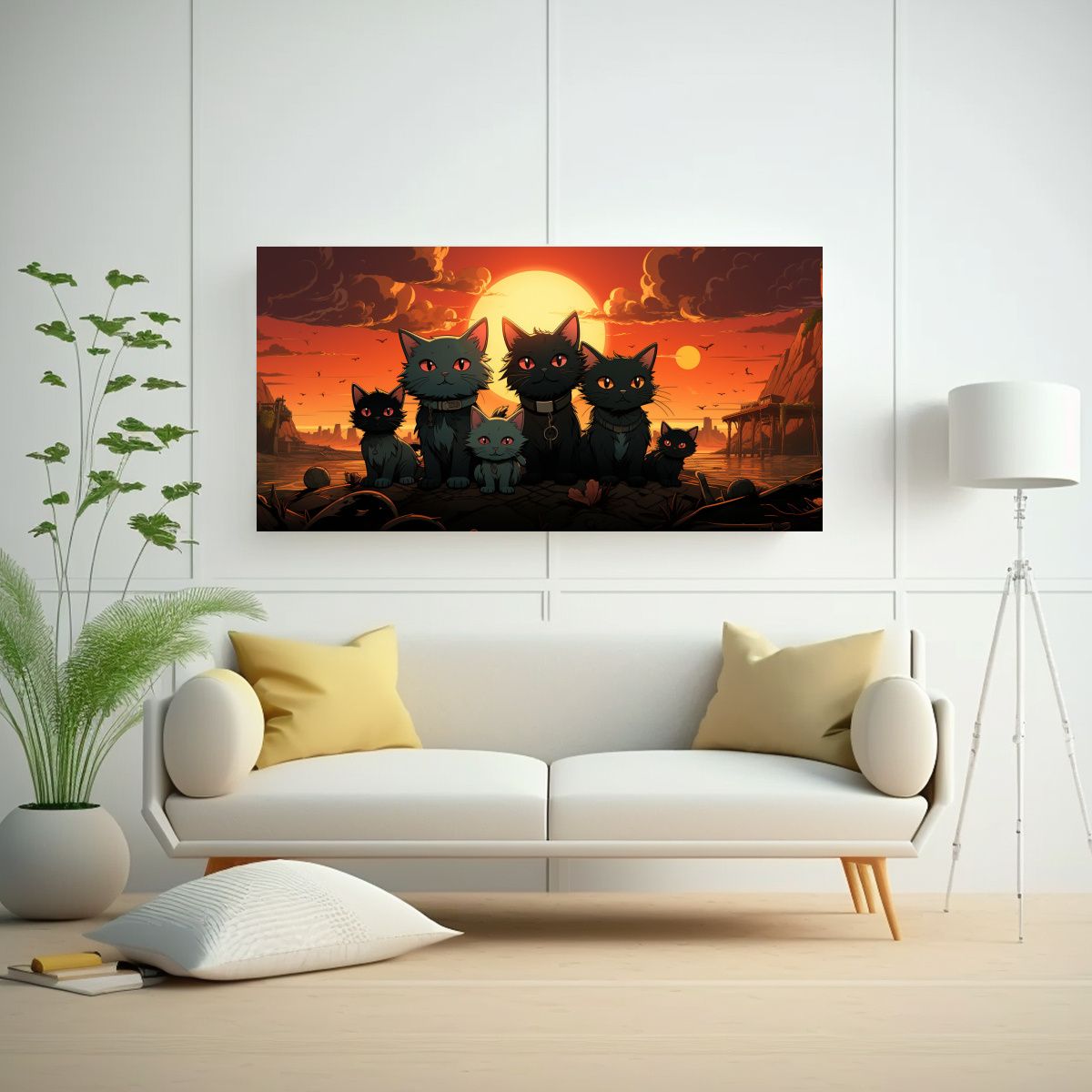 GENERICO - Pinturas Estilo Caricatura Retro De Gatitos De Cal 160x80cm