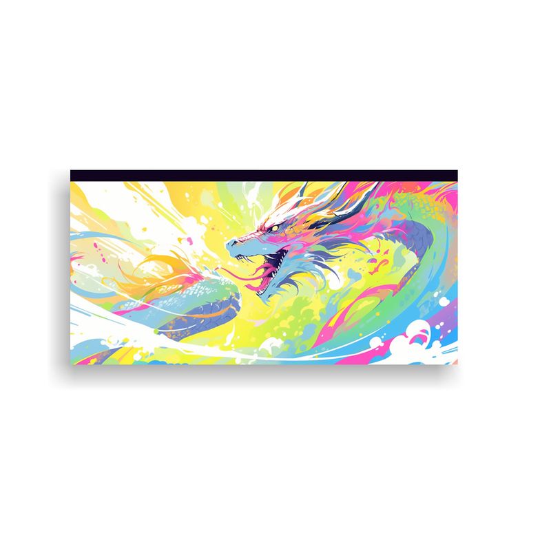GENERICO - Cuadro En Bastidor Acuarela Dragón Arcoíris Y Am 160x80cm
