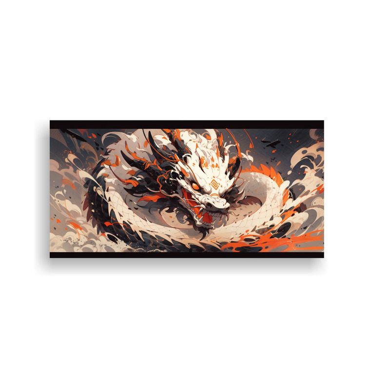GENERICO - Pintura Decorativa De Dragón Blanco Y Naranja At 160x80cm
