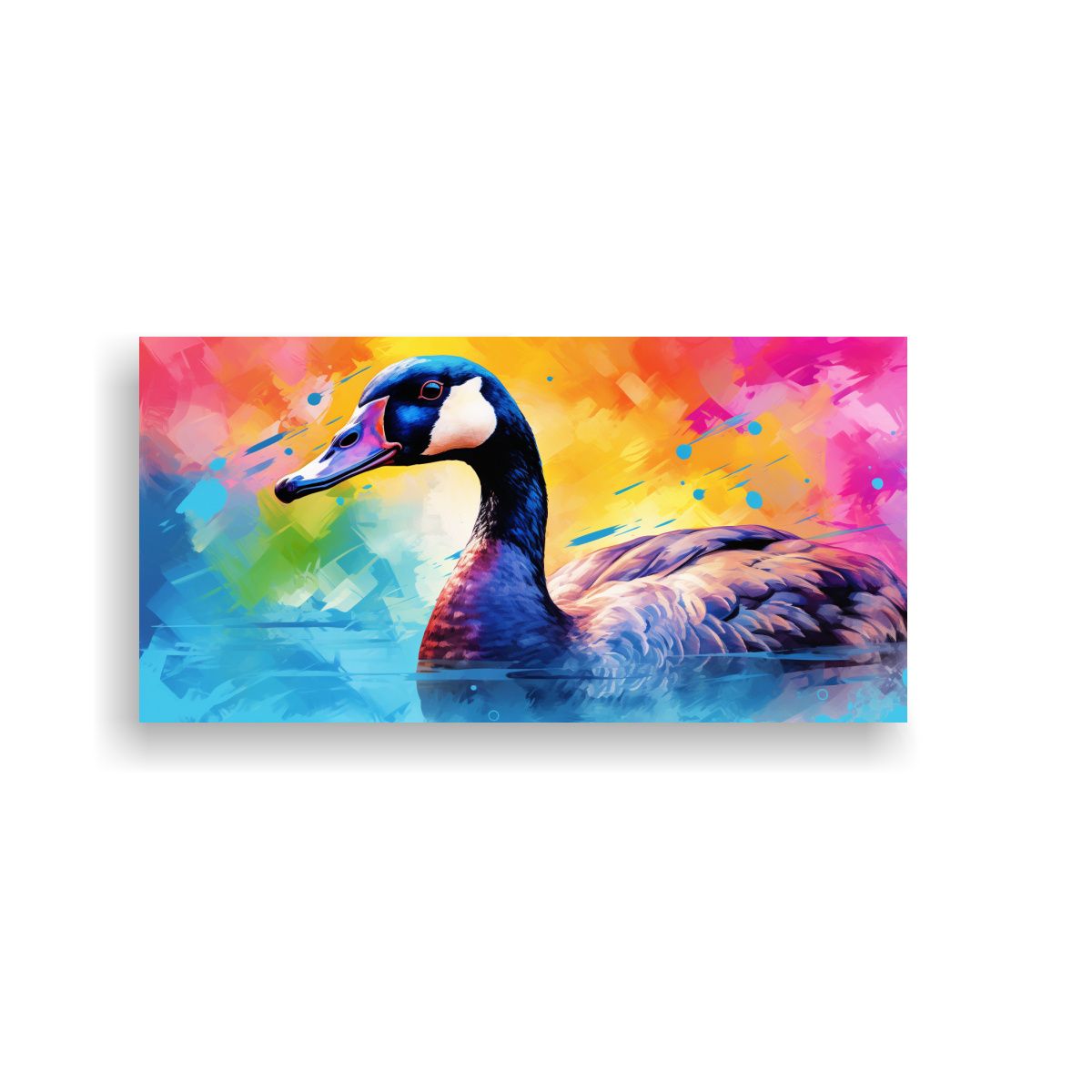 GENERICO - Cuadro Expresión Juvenil Gansos Arcoíris Y Azul 160x80cm