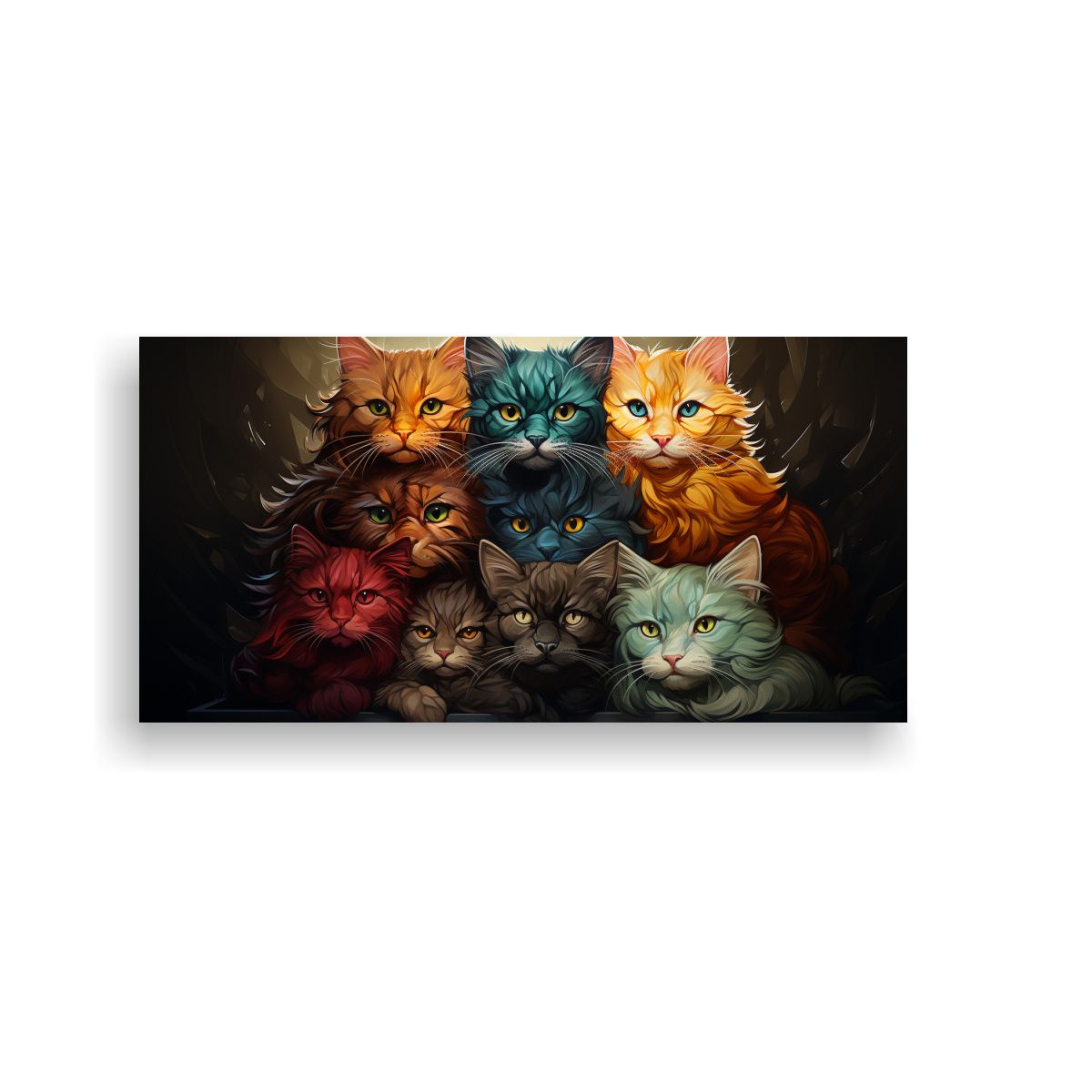 GENERICO - Pintura Gatos Apilados De Colores En Cuadro Decora 160x80cm.