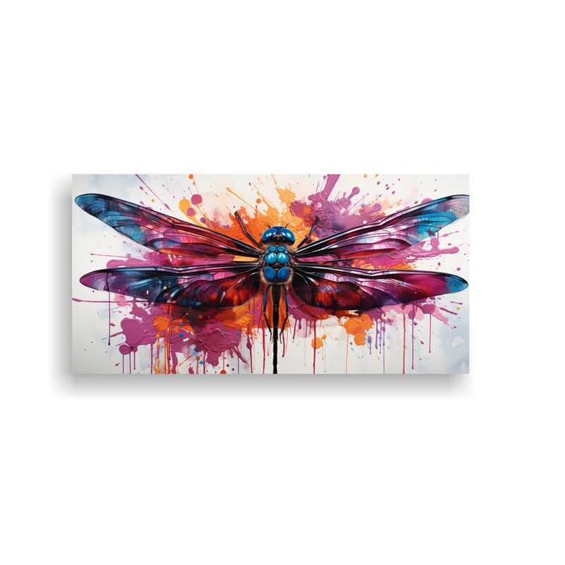 GENERICO - Cuadro Decorativo Dragonfly In Magenta Y Colores N 160x80cm