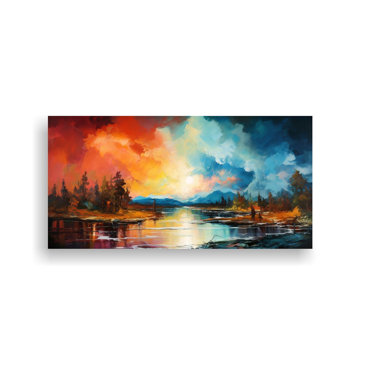 GENERICO - Cuadro Abstracto Paisaje De Colores Diseño Prota 160x80cm