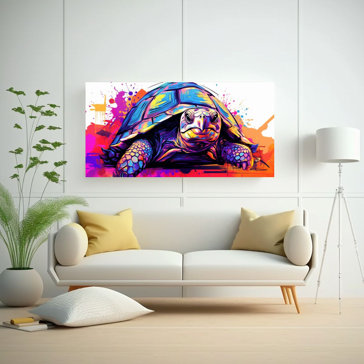 GENERICO - Cuadro Decorativo Equilibrio Tortuga En Colores Vi 160x80cm.