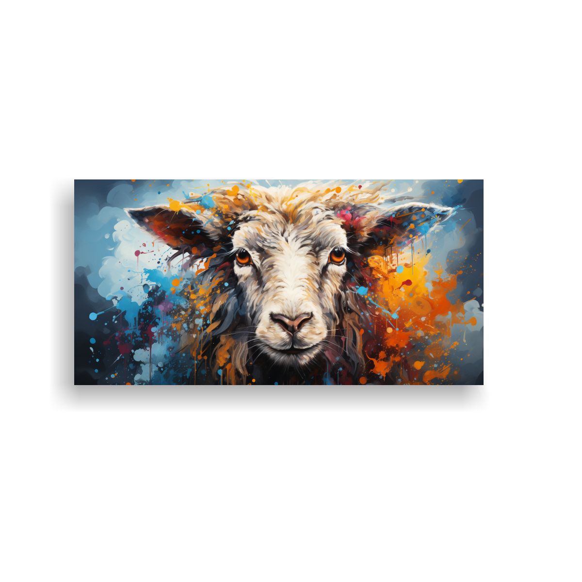 GENERICO - Cuadro De Oveja En Acuarela Colorida Arte De Pared 160x80cm