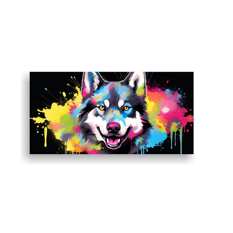 GENERICO - Cuadro Pop Art De Un Husky En Colores Arcoíris Y  160x80cm