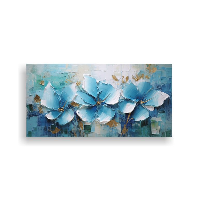 GENERICO - Pintura Al Estilo óleo Abstracta Azul Con Destell 160x80cm