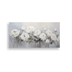 GENERICO - Cuadro Decorativo De Rosas Blancas En Lienzo Al Es 160x80cm