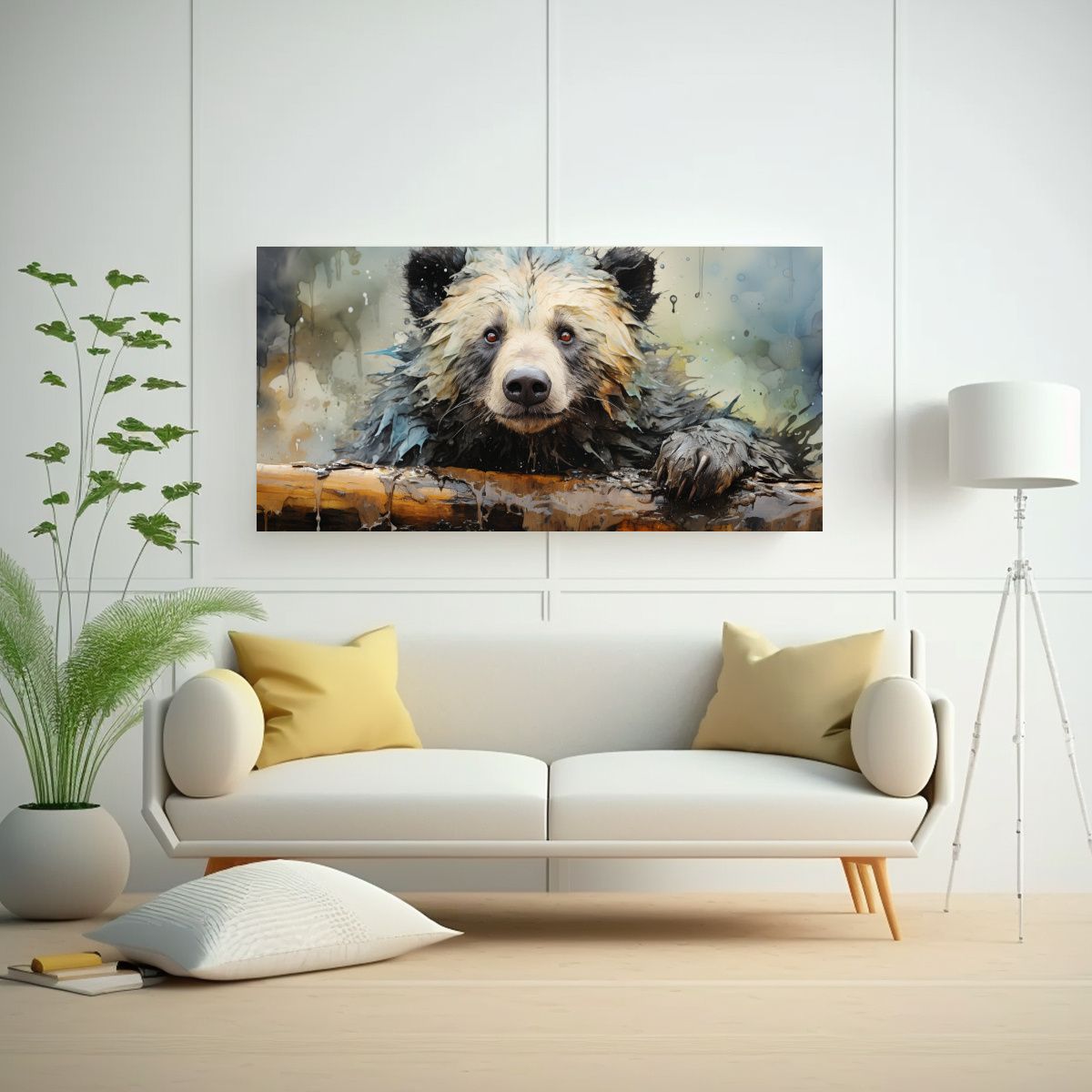 GENERICO - Cuadro De Estilo Acuarela Colorida De Oso Perezoso 160x80cm.