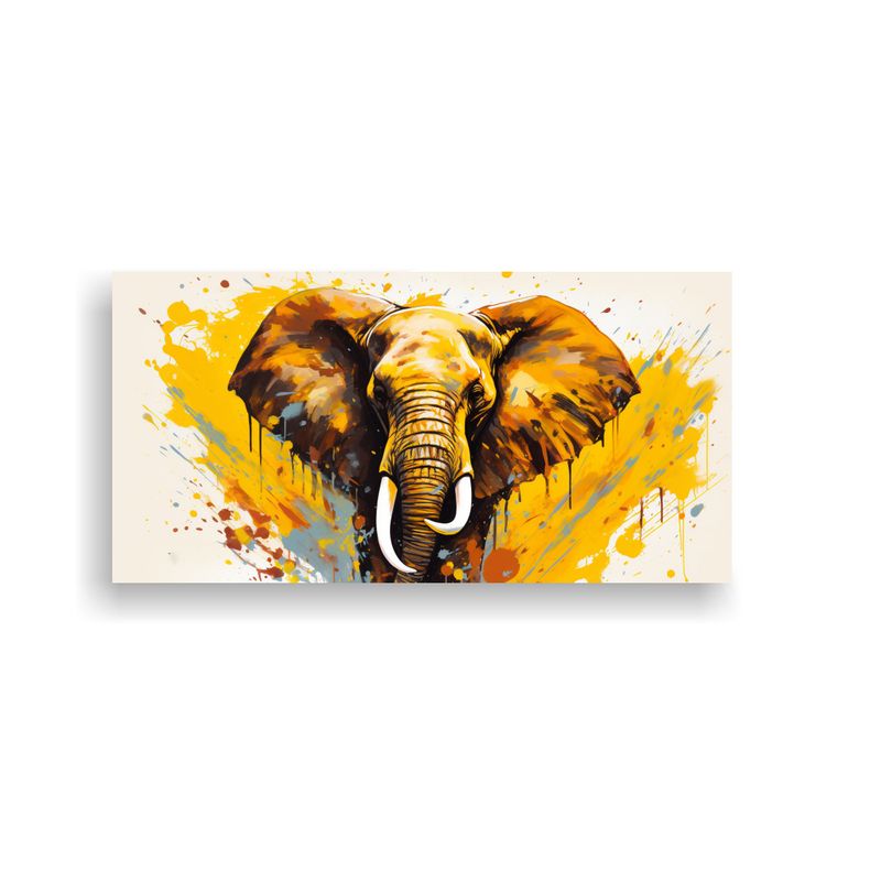 GENERICO - Pintura Abstracta Floral Elefante En Sabana Amaril 160x80cm