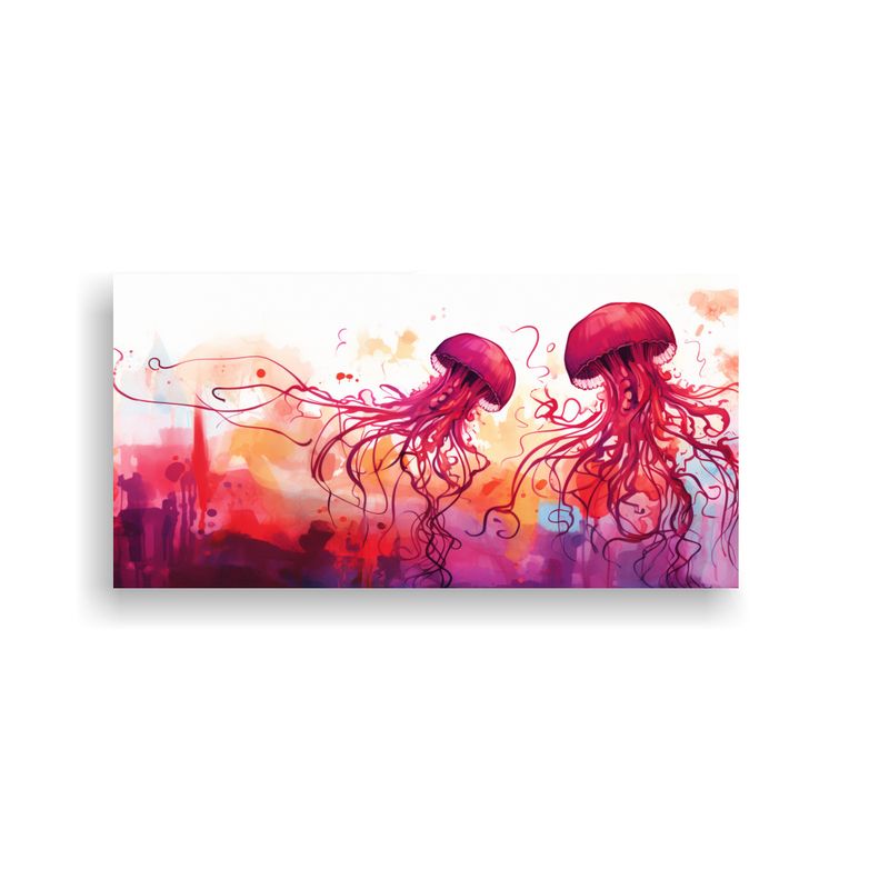 GENERICO - Cuadro Abstracto Colorido Jellyfish En Tonos Acuá 160x80cm