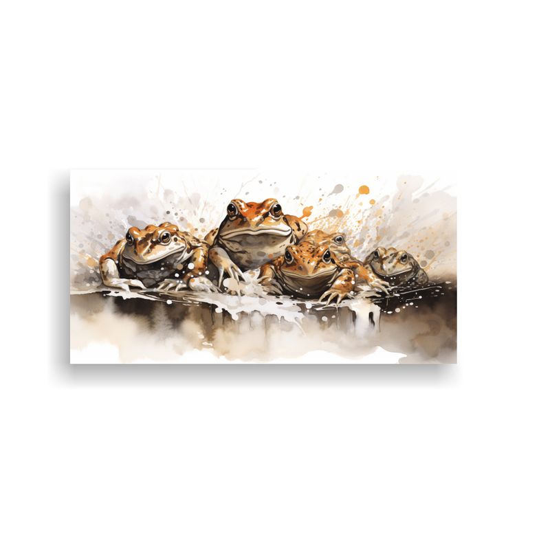 GENERICO - Lienzo Decorativo De Ranas Y Sapos En Colores Marr 160x80cm