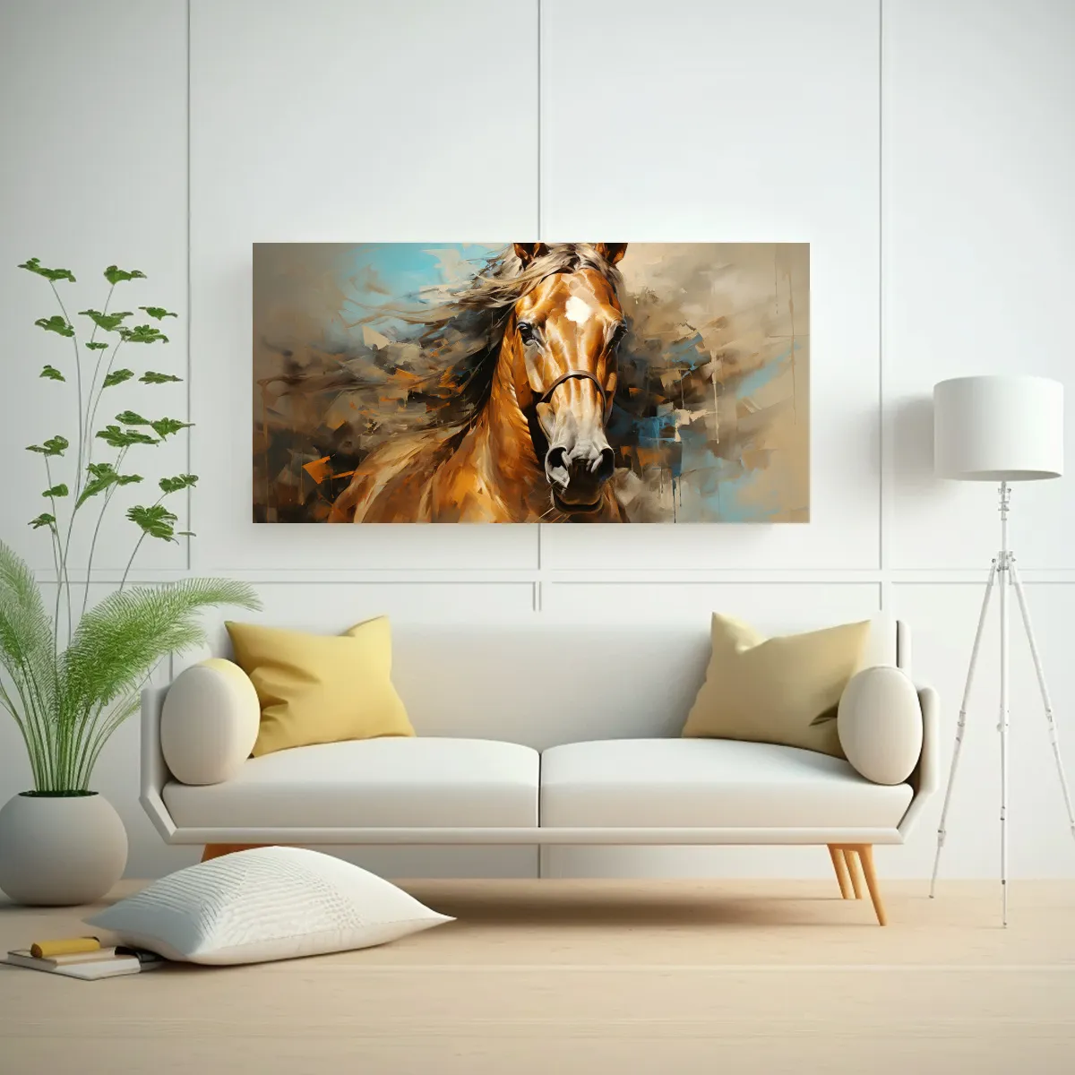 GENERICO - Pintura Al Estilo óleo Colorida De Un Caballo De  160x80cm