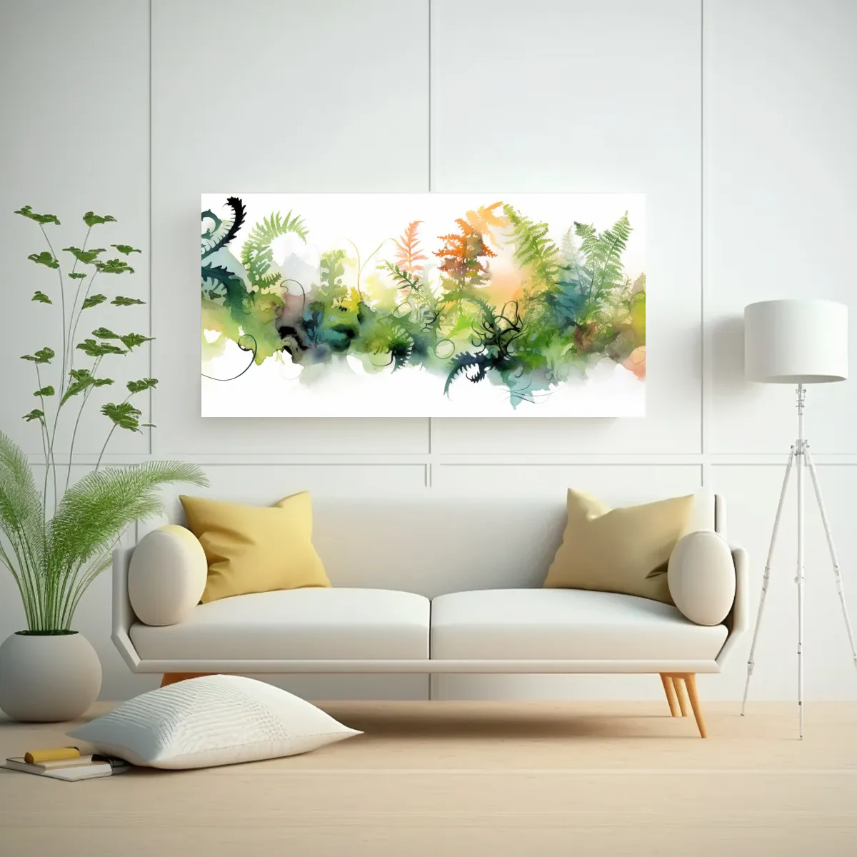 GENERICO - Cuadros De Decoración Con Helechos Fractales En B 160x80cm