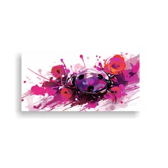GENERICO - Cuadro Decorativo Ladybug En Berenjena Y Rosa Neo 160x80cm
