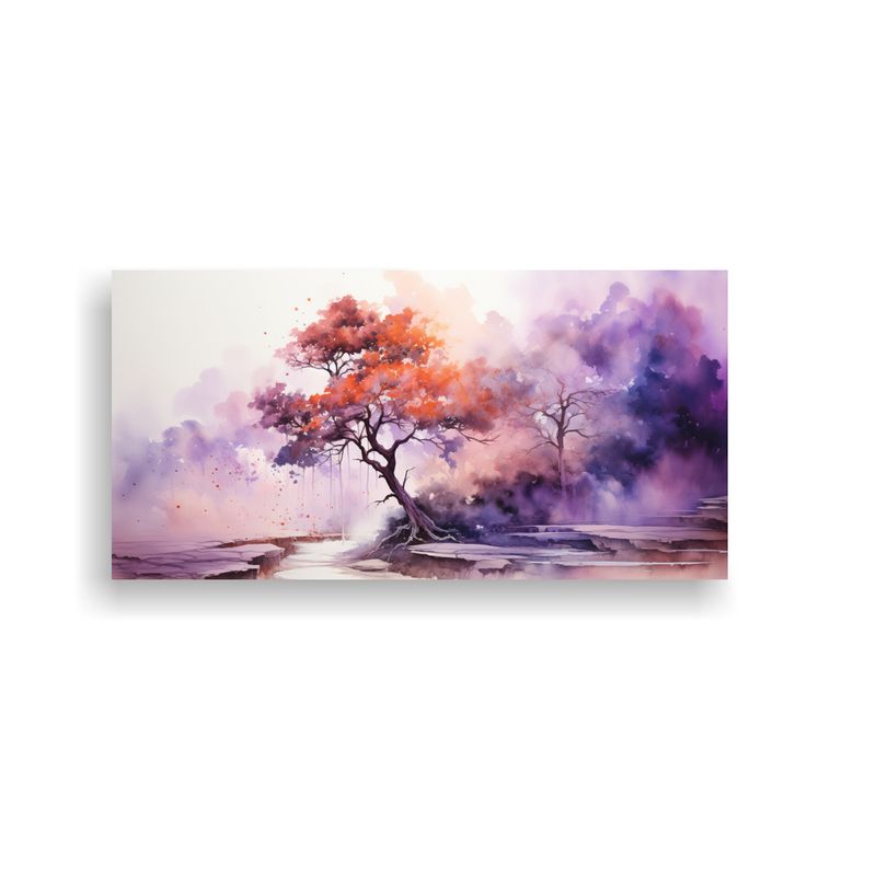 GENERICO - Cuadro Abstracto De Árbol Redwood En Colores Púr 160x80cm