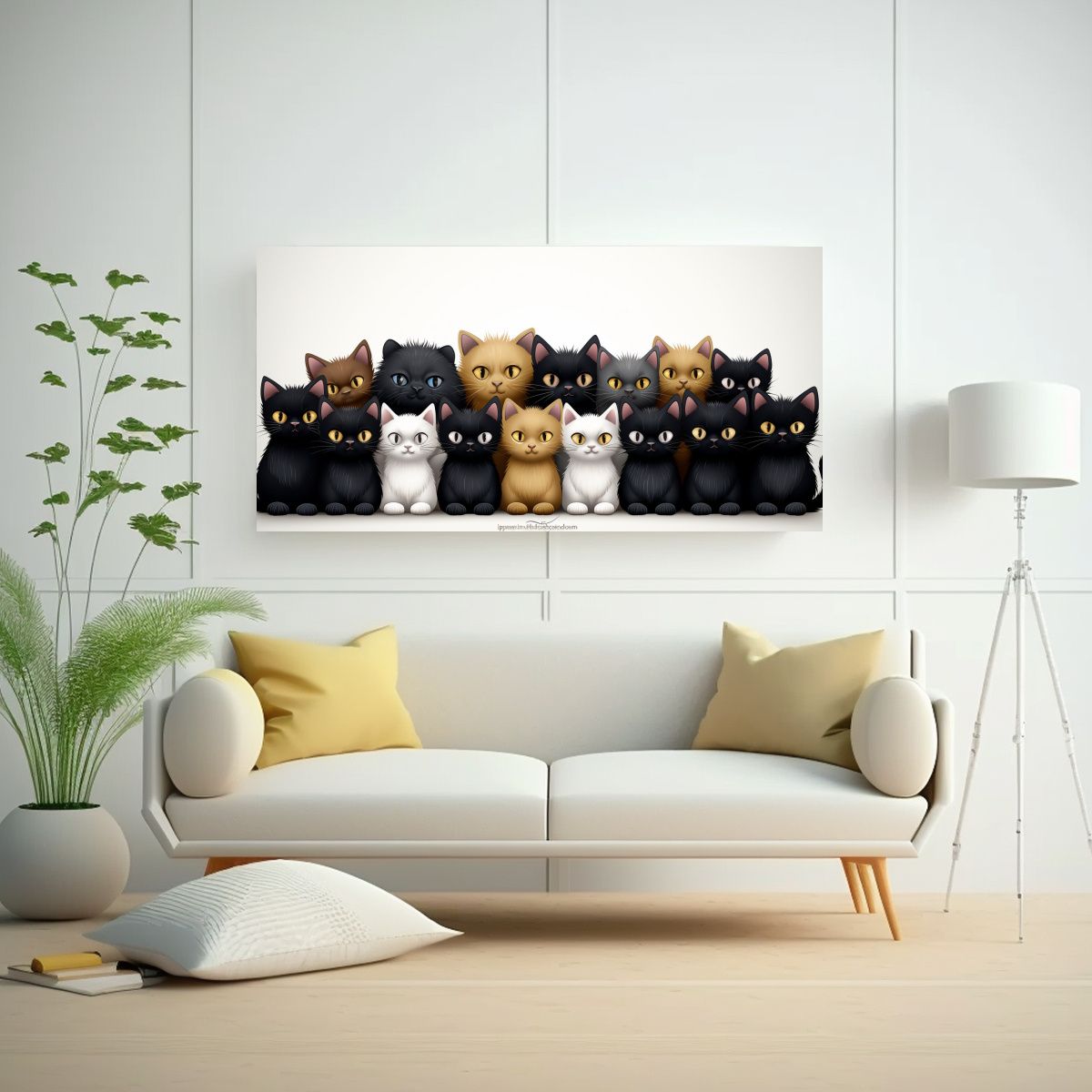 GENERICO - Lienzo De Dibujo De Gatos En Armonía De Colores  160x80cm