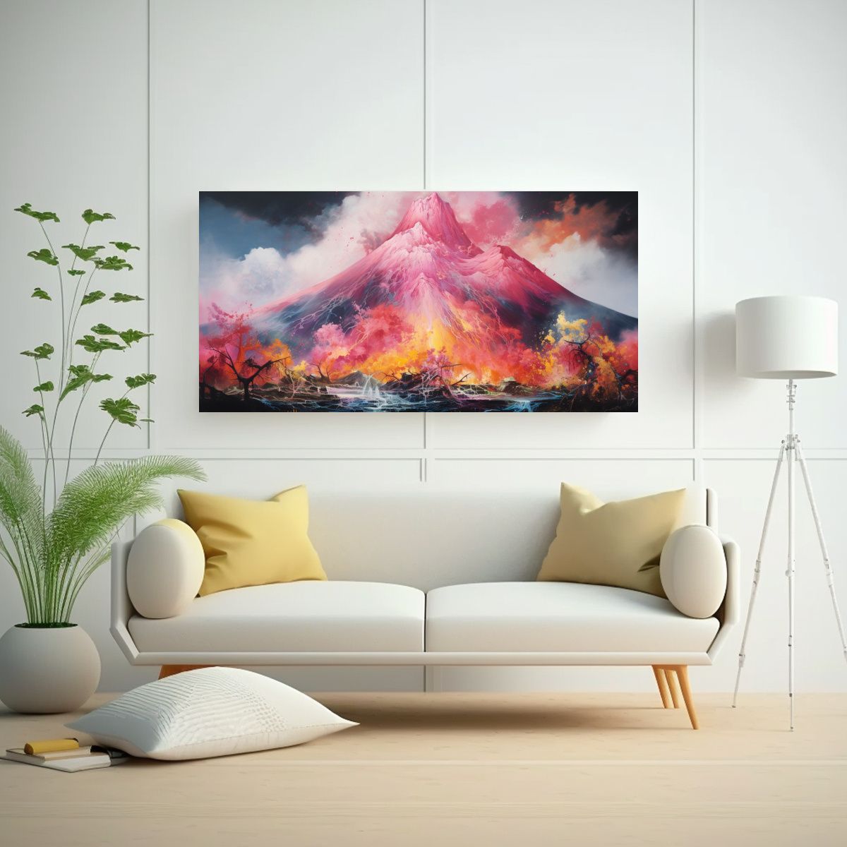 GENERICO - Pintura Abstracta Del Tema Poder De Un Volcán Con 160x80cm