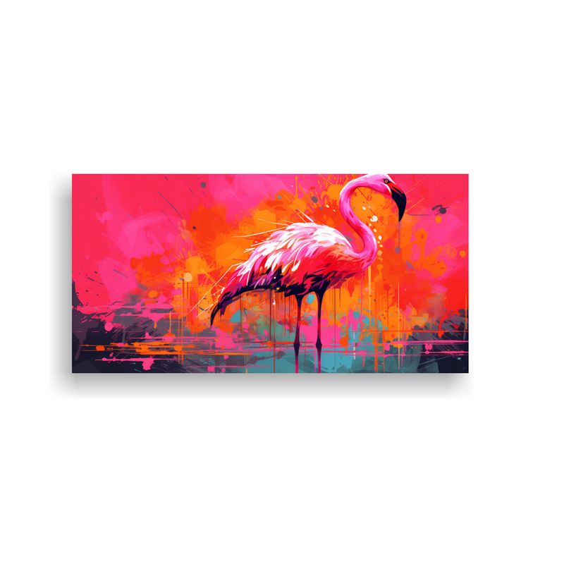 GENERICO - Pintura Decorativa Flamingo En Colores Naranja Y R 160x80cm