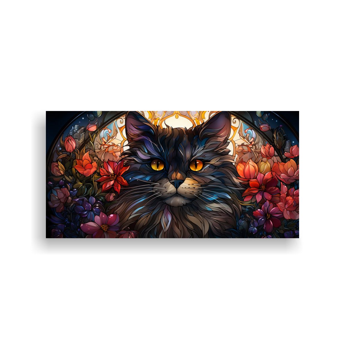 GENERICO - Cuadro De Vidriera Digital Obra Maestra Gato Adora 160x80cm