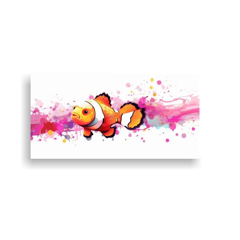 GENERICO - Cuadro Decorativo Pez Payaso En Colores Naranja Y  160x80cm