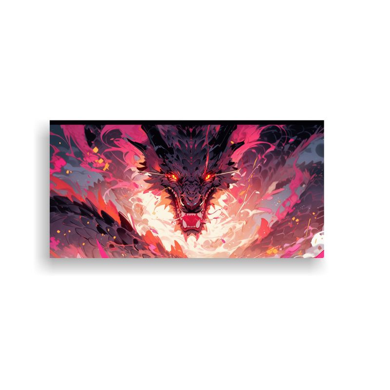 GENERICO - Cuadro Decorativo De Dragón En Colores Naranja Y  160x80cm