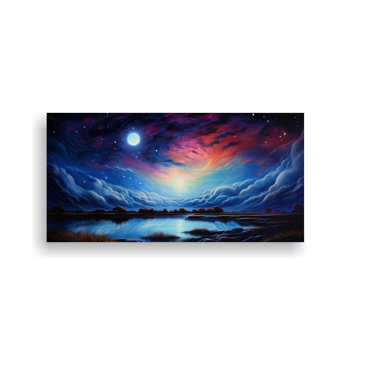 GENERICO - Pintura Abstracta De Un Cielo Nocturno Con Colores 160x80cm