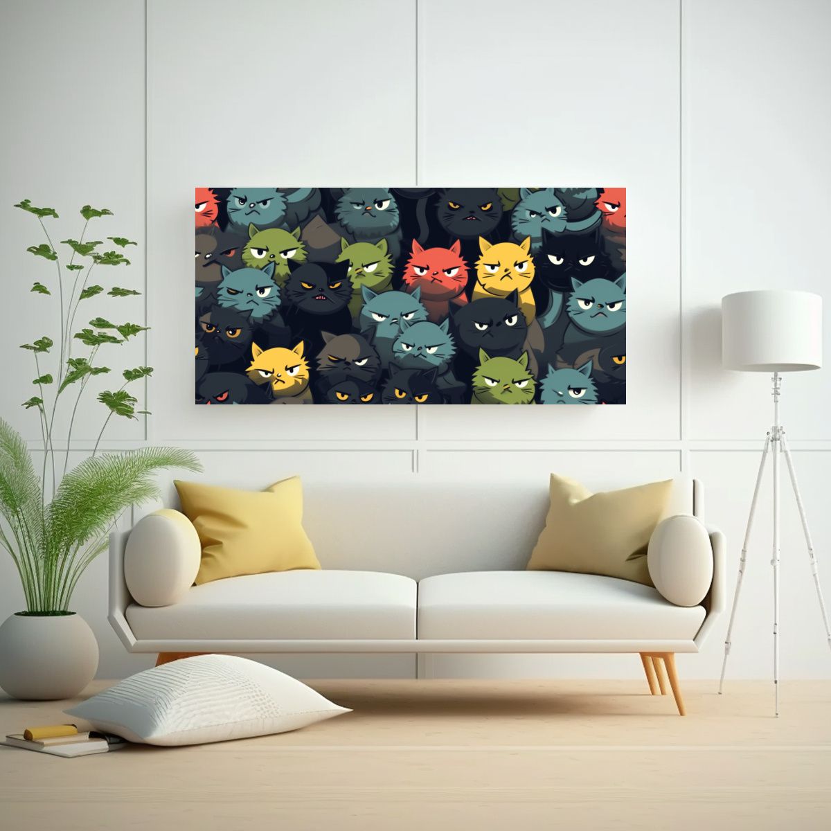 GENERICO - Pinturas De Decoración De Pared Con Gatos Enojado 160x80cm