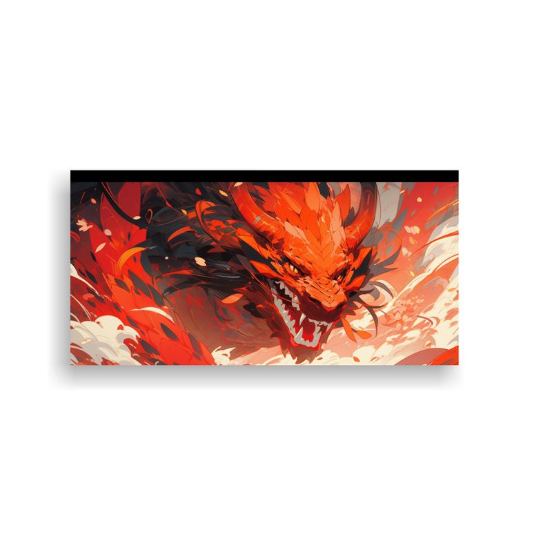 GENERICO - Pintura Abstracta De Dragón En Rojo Y Naranja At 160x80cm