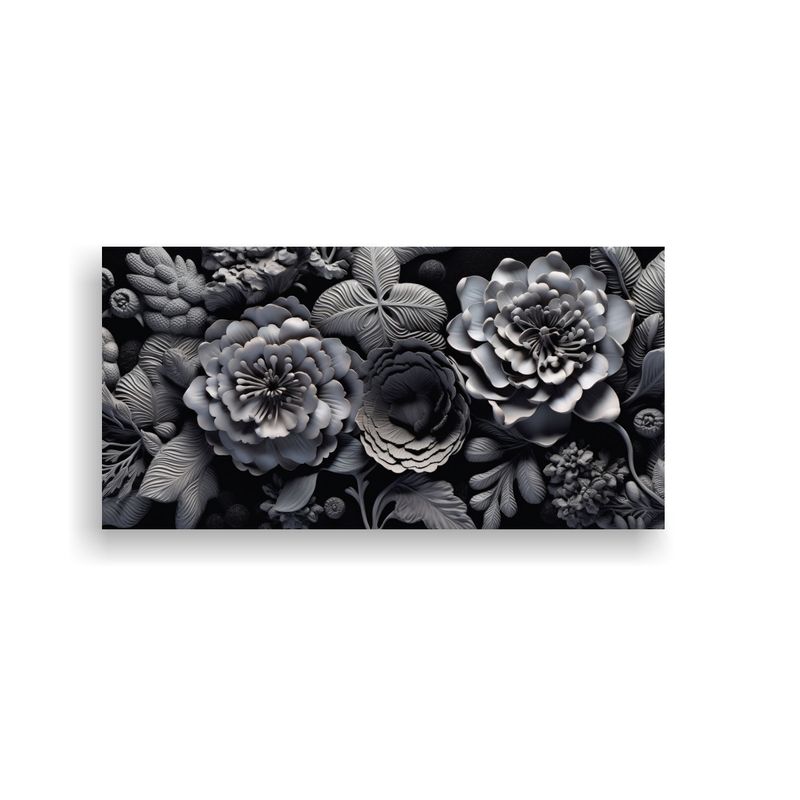 GENERICO - Pinturas Modernas En Arcilla 3D Con Flores Negras 160x80cm