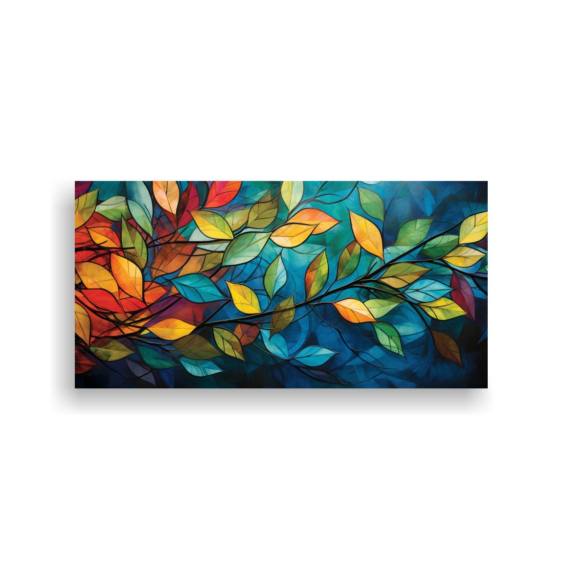 GENERICO - Cuadros Abstractos Con Hojas Lienzo De Tela Abstr 160x80cm