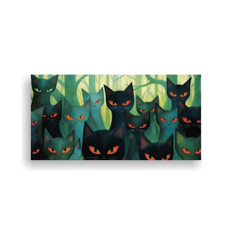 GENERICO - Pintura Impresionante De Gatos Negros Por Tom Harv 160x80cm