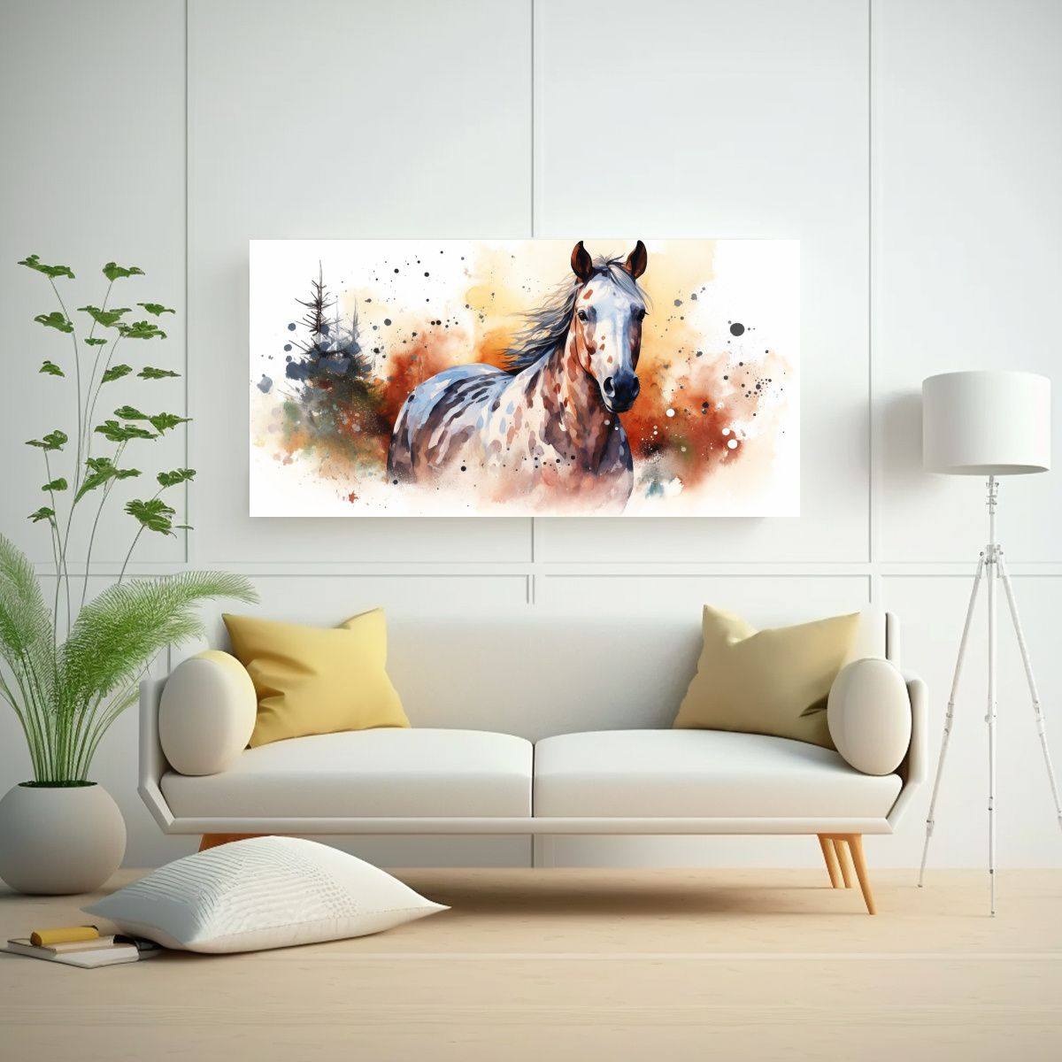 GENERICO - Pintura De Caballo Appaloosa En Estilo Acuarela Co 160x80cm