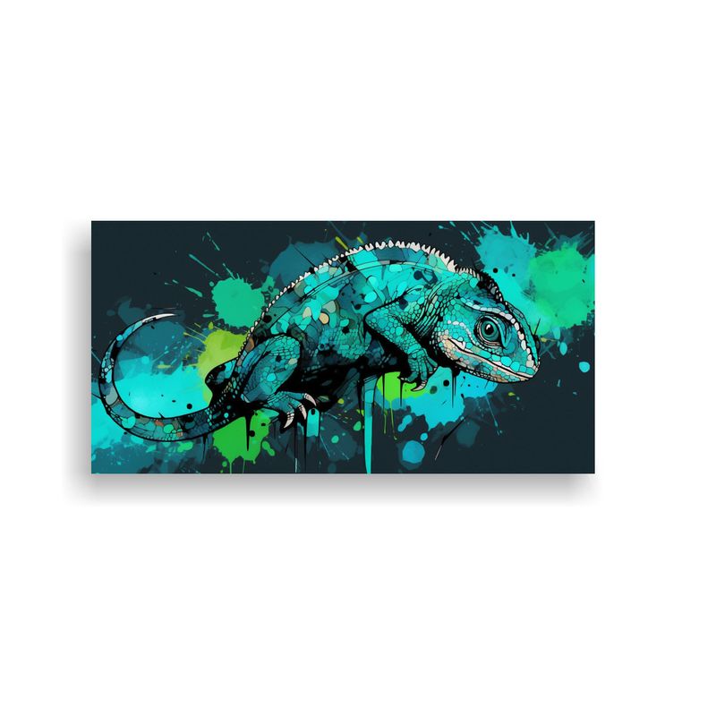 GENERICO - Cuadro Calidos Camaleones En Turquesa Y Negro Art 160x80cm