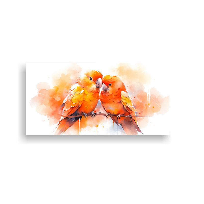 GENERICO - Pintura De Pared Alegre Dos Lovebirds En Acuarela 160x80cm