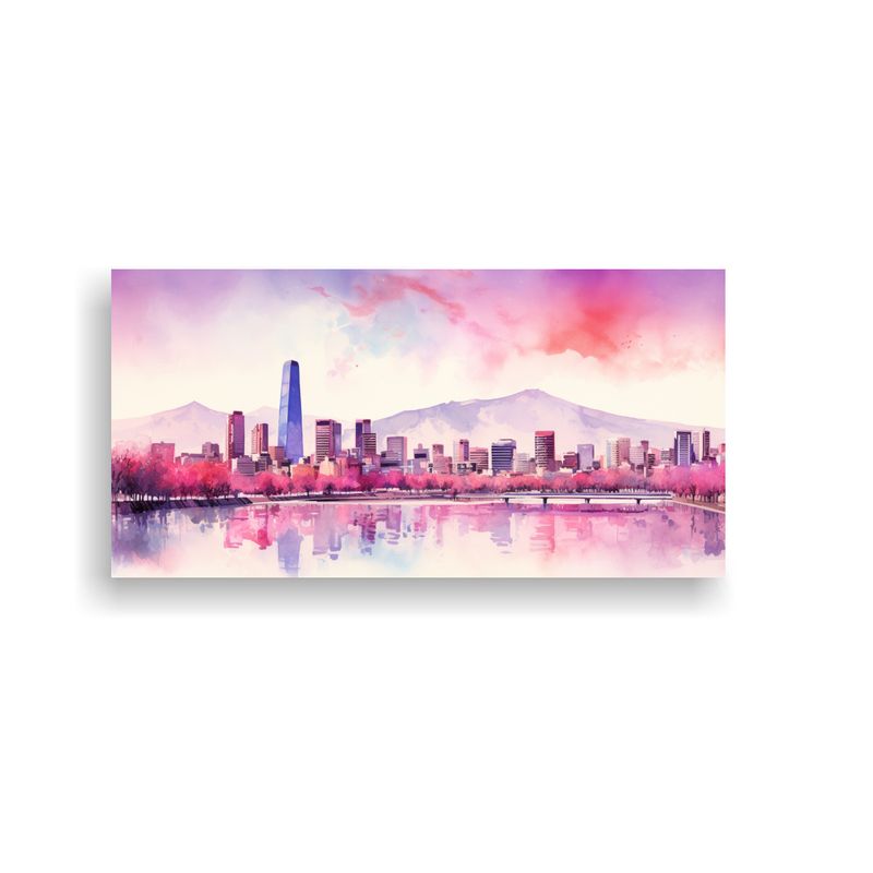 GENERICO - Pintura En Bastidor Santiago De Chile En Acuarelas 160x80cm