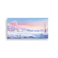 GENERICO - Paisaje Invernal En Lienzo Con Colores Blancos Ar 160x80cm