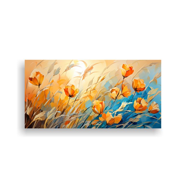 GENERICO - Cuadro Expresión Salón Trigo En Colores Naranja  160x80cm
