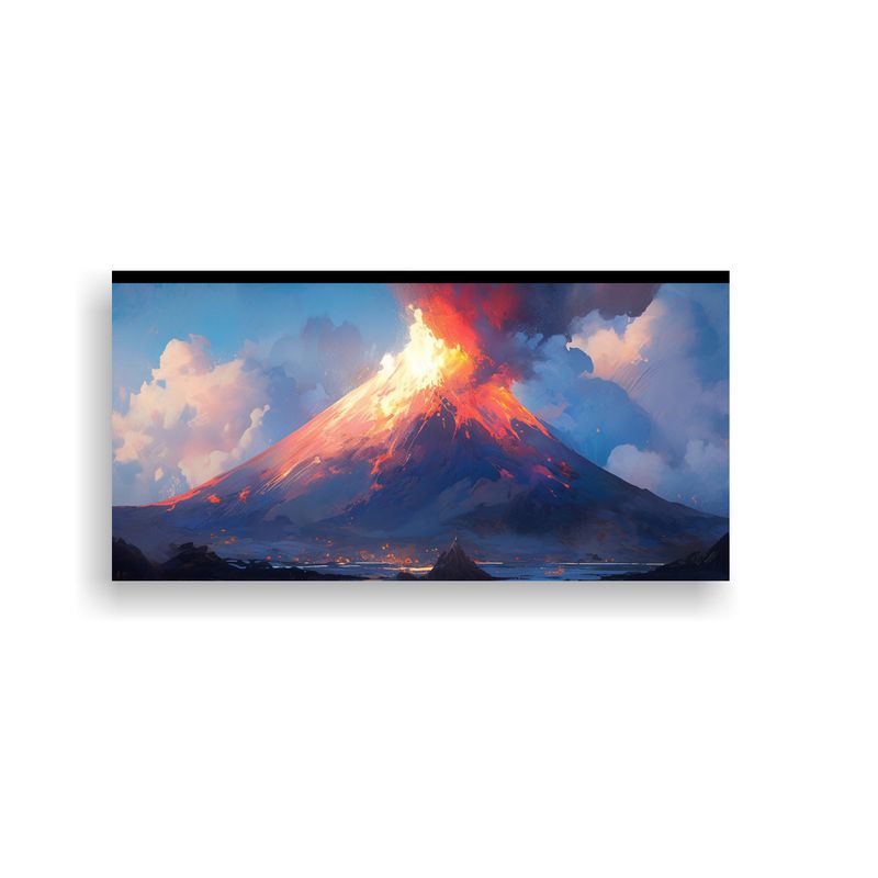 GENERICO - Pintura Abstracta De Un Volcán Con Colores Azules 160x80cm