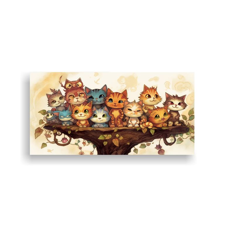 GENERICO - Pinturas Decorativas De Gatos En Bastidor Con Colo 160x80cm